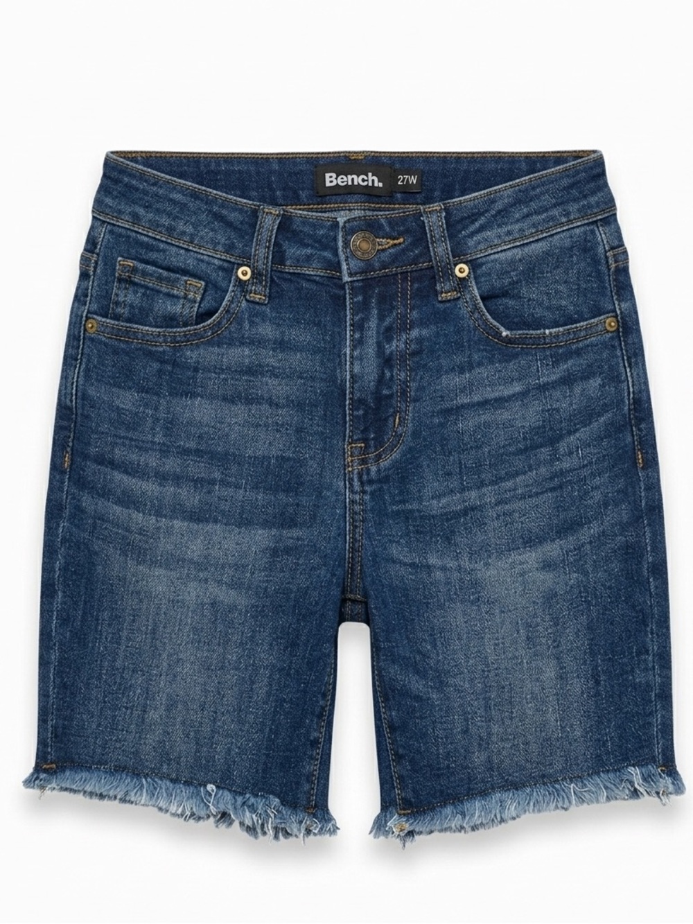 Bench Blue Frayed Hem Denim Shorts Size 27W